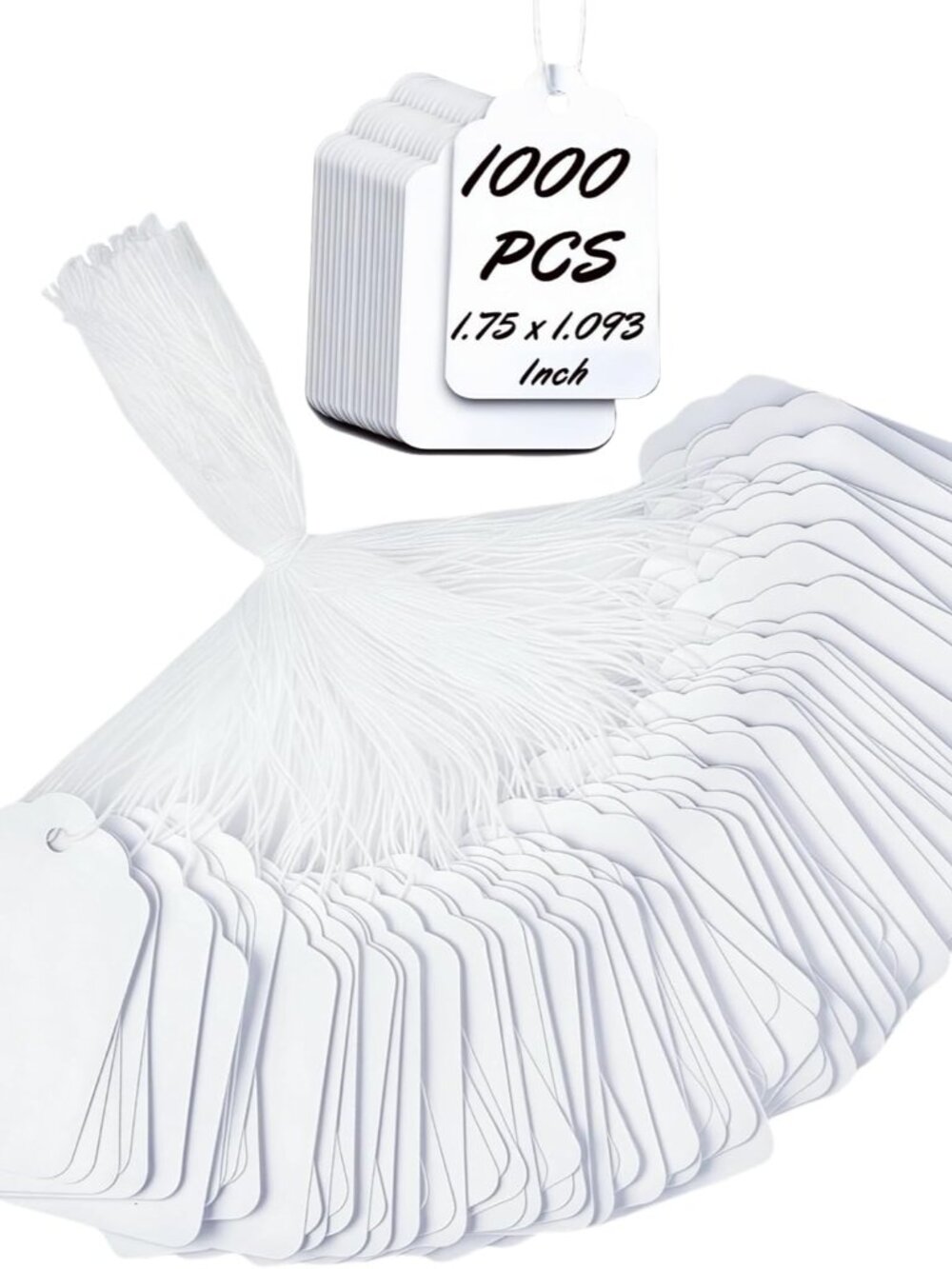 1000 PCS Pre-Strung Price Tags with String, White Paper Label Tags for Garage Sa